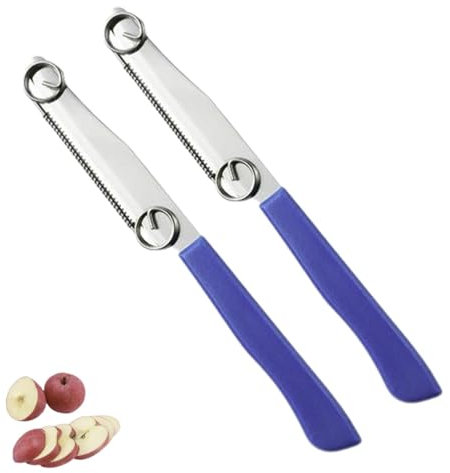 Coltello per affettare rapidamente, pelapatate multifunzione per frutta e verdura da 2 pezzi, pelapatate in acciaio inossidabile, tagliapatate con molla regolabile