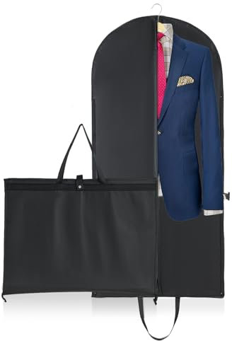 Niviy Kleidersack Anzugtasche Lang 140 x 60 cm,Hochwertiger Aufbewahrung Atmungsaktiver Stoff Kleiderhülle,für Anzüge Kleider Mäntel Sakkos Hemden Abendkleider Anzugsack Schwarz Kleidersäcke Reisen