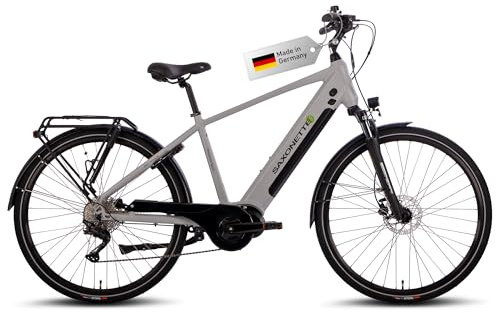 SAXONETTE E Bike Elektrofahrrad Herren mit 36V 11,4Ah 418Wh Akku, ca. 120KM Reichweite, 9 Gäng Pedelec Männer mit Full Suspension, mit Mittelmotor 70NM für Herren Größe 48cm