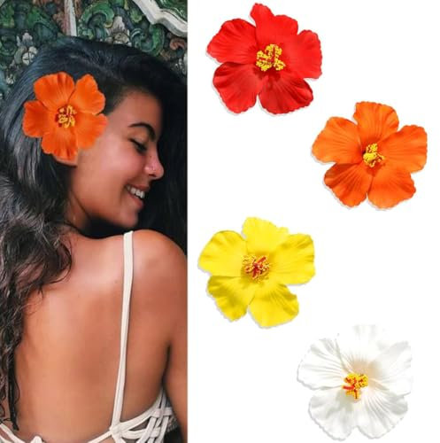 IOURVYA 4pcs Pinzas de Pelo Hawaianas en Forma de Flor Clips Hebillas de Cabello Garras de Plástico Antideslizante para Mujeres y Niñas