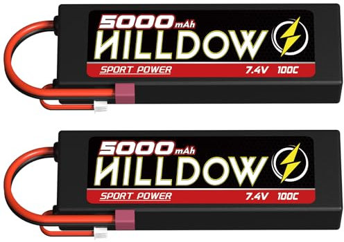 2S Lipo Akku 7,4 V 85C 5000mAh mit T Stecker Hardcase Lipo Batterie Zellen für RC Auto Evader Truck Truggy BX Quadcopter Hubschrauber LKW Boot Flugzeug (2 Stück)