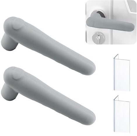 UFURMATE Türgriffabdeckungen, Silikon-Türgriff-Handschuh-Abdeckungen, antistatischer Türknaufschutz für flache, quadratische Türdrücker, Grau, 2 Stück