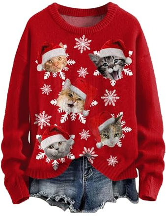 Christmas Sweater Damen,Weihnachtspullover Glitzer,Jumpsuit Damen Weihnachten,Weihnachts kuscheldecke,Weihnachtspullover Damen große größen,Langarm Sweatshirt Hoodie,Damen Halloween