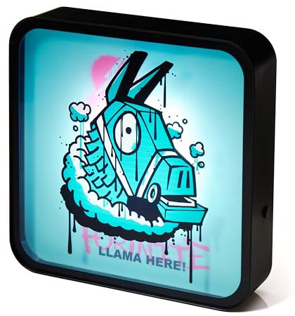 Numskull Lampada LED a Scatola con Llama Acrilica – Prodotto Ufficiale Fortnite – Da Scrivania o a Parete, Alimentazione USB o a Batterie, Altezza 22 cm