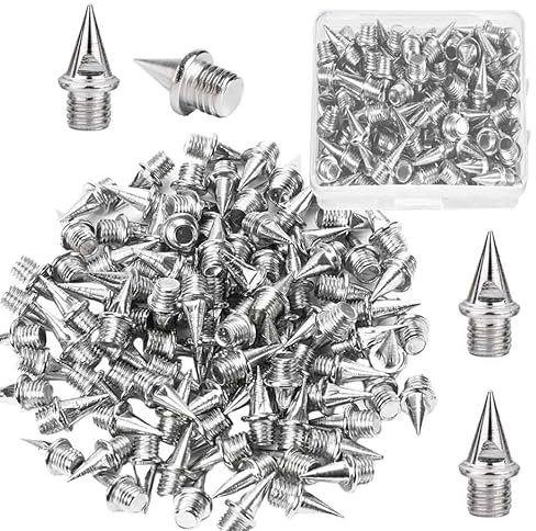 200 punte di ricambio da 6,35 cm in acciaio per piste e sci di fondo, per scarpe da corsa corte Sprint, argento