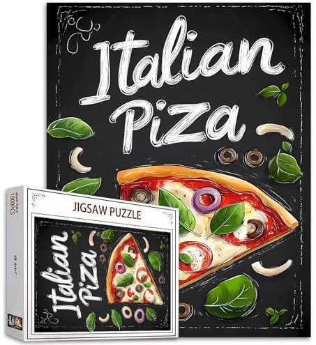 Italian Pizza Poster 1000 Piece Jigsaw Puzzles for Adults Restaurant Jigsaw Puzzle Colorful Pizza Advertising Puzzles for Family Game Night Puzzle Lovers Handmade Gift Puzzle Art DIY Craft Room Decor