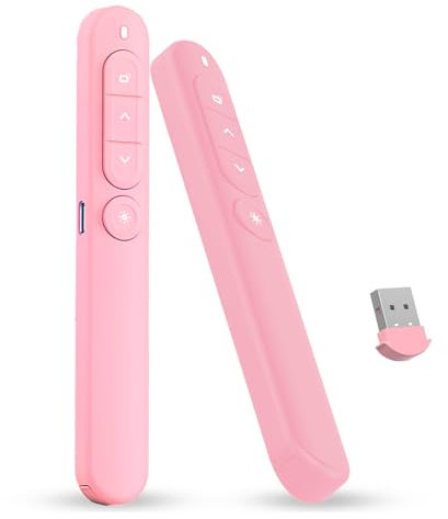 XdealCozyxc Powerpoint Presentation Clicker, wiederaufladbar, kabellos, Presenter Clicker Fernbedienung für Mac/Keynote/Computer/Laptop (Rosa)