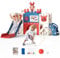 Krovtoy Toboggan 7 en 1 pour Tout-Petits, Toboggan pour Tout-Petits sur Le thème de l'élan de Noël avec Ensemble de Golf, Toboggan pour bébé pour de 1 à 3 Ans(Rouge Bleu-7 en 1)