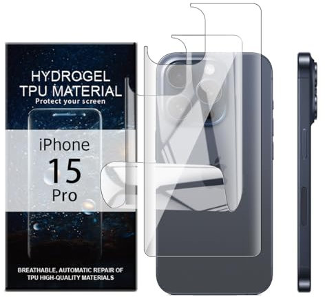 Glcrrpu Back Film for iPhone 15 Pro,Screen Protector Soft TPU Hydrogel Flexible Transparent Scratch Resistant,Anti-scratch,Anti-Fingerprint 2 PCS