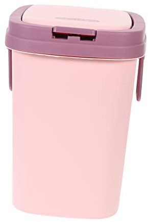 Zerodeko Push-button Flip Lid Trash Can Small Plastic Garbage Bin Lid Nordic Pink for Kitchen Bathroom Office
