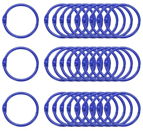 QUARKZMAN 50 Stück Binder Ringe 1 Zoll Loose Leaf Binder Ring Metall Buch Ringe Bunte Loose Leaf Ringe für Indexkarten Schlüsselanhänger Notizbuch Ringe für Zuhause Büro, Dunkelblau