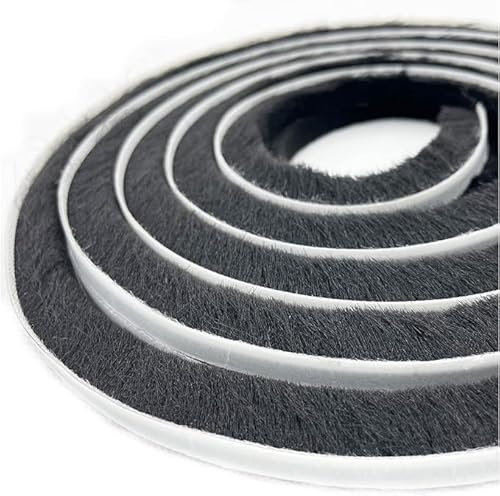 JITIFAZH Self-Adhesive Brush Weather Stripping, 5m(L) x 9mm(W) x15mm(T) Window Frame Seal Weatherstrip, Door Seal Strip Draught Excluder, Black