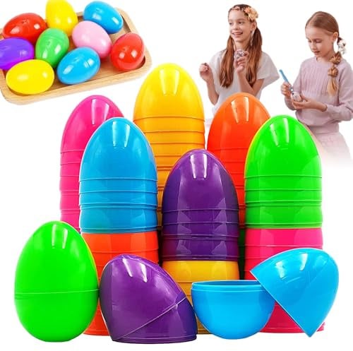 Ostereier Zum Befüllen - Ostereier Deko | Plastikeier Zum Befüllen | Kunststoffeier | Bunte Plastik Eier Ostern | Überraschungseier | Plastikeier Zum Aufhängen & Dekorieren Für Draußen Und Innen