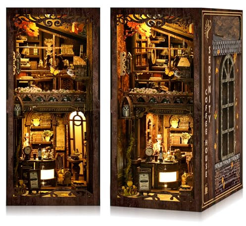 Book Nook Kit pour Adultes - CRIOLPO DIY Maison de Poupee Maquette Maison Miniature a Construire - Booknook Puzzle 3D en Bois Décoration avec lumière LED pour Adolescents et Adultes