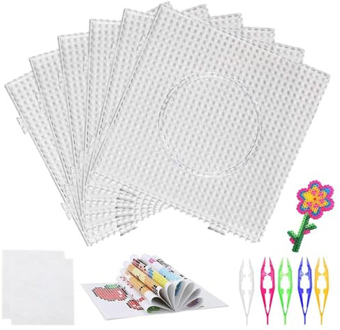 4PCS Fuse Beads BoardsTransparent Pegboards, 2.6mm with 5 Pieces of 5-Color Puzzle Tweezers and 10 Pieces of Special Ironing Paper for Puzzle for DIY Handmade Products
