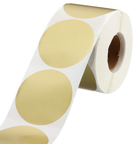 QUARKZMAN 500 Stück Klebepunkte Bunt, 50mm Runde Punktaufkleber, Selbstklebende Markierungspunkte Etiketten, Punkt Aufkleber für Schule, Büro, Kalender, Karten (Gold, 1 Rolle)