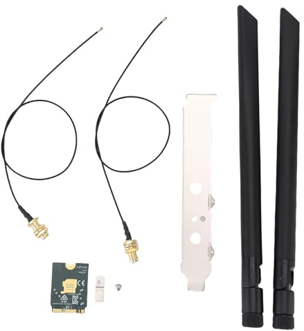 Denash NGFF WiFi 6E-Laptop-Modul, 4200 Mbit/S 2,4 GHz 5GHz 6GHz Wireless Network Card für 10 11, 5.2, Ofdma MU-Mimo, Easy Installation Bracket, Double 8DB External Antennas