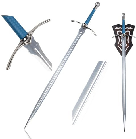 57 SPECIAL REPLICAS Schwert Replik - Handgefertigte Wanddeko für LOTR Fans – Exklusives Sammlerstück mit Wandhalterung – Dekoration im LOTR The Rings of Power – Gandalfa Glamdring JT6061BL