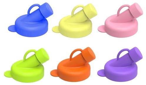 Alide 6pcs Silicone Milk Bottle Dispenser Caps, 48mm Diameter Leak Proof Pour Spout Lids Reusable Replacement Cap for Glass Bottles Milk Jugs(6 Colors)