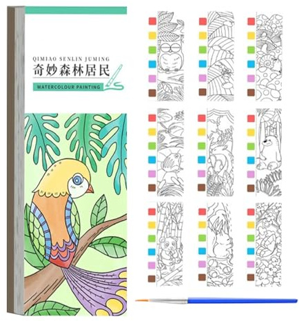 Aquarellbuch im Taschenformat – Malset für Kinder, 20 x 15 cm, Reisetagebuch aus dickem Papier, pädagogische Aktivität zum Malen mit Wasser, für Kinder von 3, 4, 5, 6, 7 und 8 Jahren