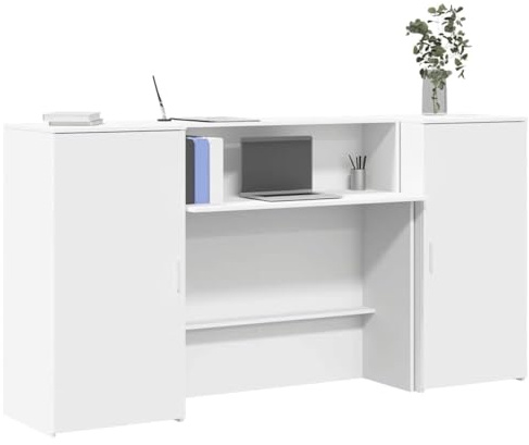 THOYTOUI Empfangstheke Schreibtisch mit integriertem Tresen für Nahtlose Interaktionen und reichlich Stauraum, vielseitiges Design für Empfang und Büro