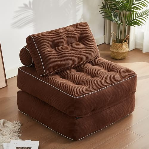 Litbird Faltbares Schlafsofa – Sitzsack-Sofa, Relaxsessel, Spielsofa, Schlafsofa & Gästebett für kleine Räume, Sessel fürs Schlafzimmer & Wohnzimmer (Braun, 89.9 cm)