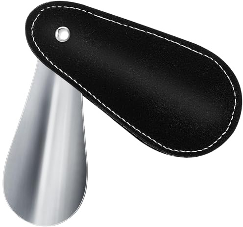 Ymapinc Tragbar Schuhanzieher Kurz - 9 cm | Faltbarer Schuhlöffel Kleiner Reiseschuhlöffel Edelstahl Schuhlöffel mit PU Lederbezug,Unisex
