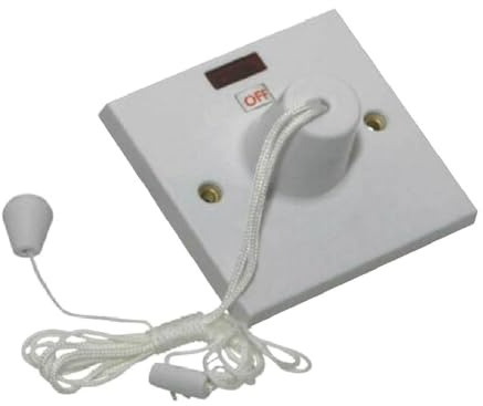 45A Shower Ceiling Pull Cord Switch Double Pole with Neon Indicator Light – Heavy Duty Bathroom Isolator Switch