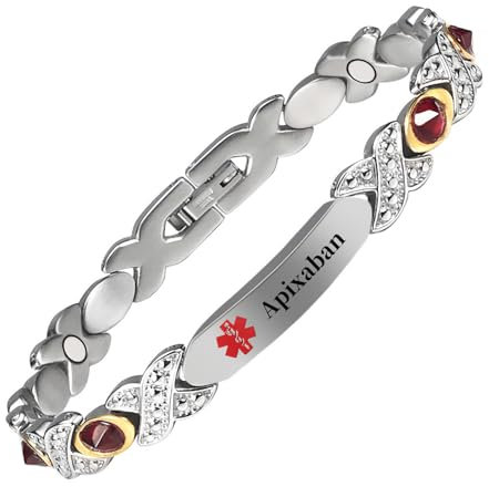 YINOX medizinischer Alarm Armband für Männer Frauen Edelstahl personalisiert (Apixaban)