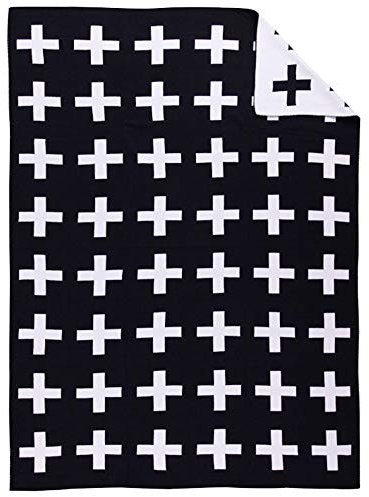 Strickdecke Babydecke Kuscheldecke,Odot Kinderwagen im Freien Kinderdecke Krabbeldecke Perfekt für Mädchen und Jungen Baby (110cm x 130cm,Schwarz und weiß)