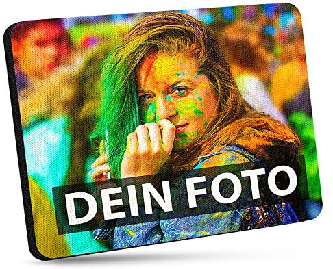Bedrucktes Mauspad mit eigenem Foto und Text indivduell selbst gestalten - rutschfestes Stoff-Mousepad für Computer und Laptop - Rechteck - 23cm x 19cm - Stärke 5mm