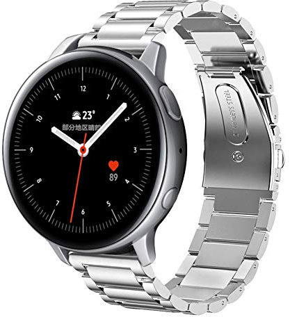 SUNDAREE Compatible con Correa Samsung Galaxy Active 2 44MM 40MM/Garmin Vívoactive 5/Amazfit GTR Mini/HUAWEI Watch GT 3 42MM,20MM Plata Mujer Hombre Metal Acero Reemplazo Reloj Pulsera Repuesto Band