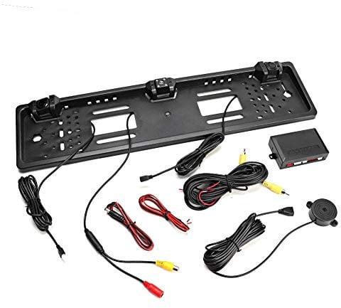 Nummernschild Parksensor, European License Plate Frame, 12Diodenanzeige-Kamera-Umkehrdisplay Parksensor Autozubehör für Cinch-Anschlüsse und DVD-Browser