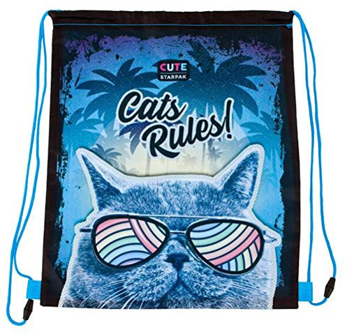 Starpak Coole Katze Cats Rules! Sportbeutel Turnbeutel Tasche Sporttasche Kinder Schuhbeutel Motiv
