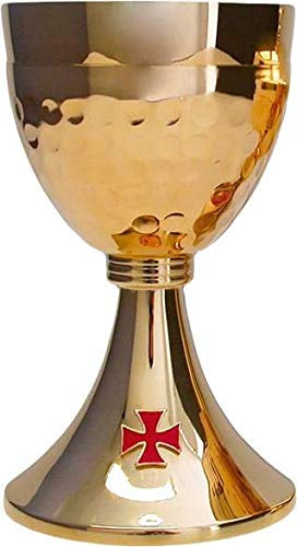 Kelch, vergoldet mit rotem Kreuz, emailliert.