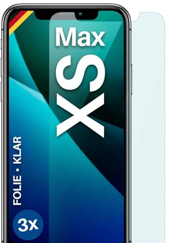 moex für iPhone XS Max Schutzfolie Displayschutz Folie Ultra-klar HD 0,2 mm kompatibel mit jeder Hülle, Anbringen ohne Blasen, Handyfolie Extra Kratzfest, FlexProtect 3 Stück