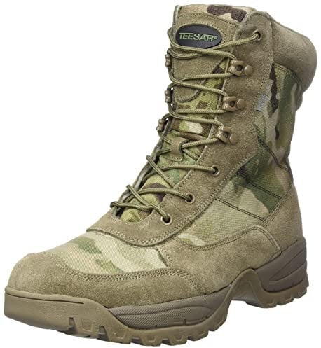 Mil-Tec Tactical Boot mit YKK® Zipper • Militärstiefel Herren • Als Outdoor Boot, Arbeitsstiefel, Wanderstiefel, Einsatzstiefel • Atmungsaktiv & angenehmer Komfort • MultiCam, Größe: EU 47
