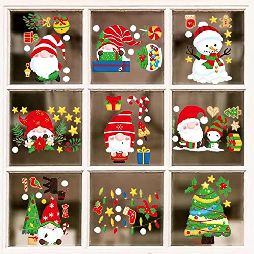 9 Blätter Fensterbilder Weinachten Selbstklebend Fenstersticker Fensteraufkleber Weihnachtendeko Weihnachtssticker PVC Fensterdeko Weihnachtsmann Schneeflocken Weihnachtselche