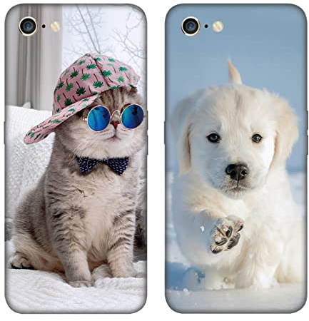 Tveinan Hülle für iPhone 6 / 6s Handyhülle, 2 Pack Weiche Silikon Schwarz Schutzhülle für iPhone 6, Slim TPU Bumper Stoßfest Case, Süß Muster Motiv Silikonhülle Cover - Katze Hund