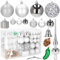 SPRINGOS Weihnachtsbaumkugeln 100 Stück inkl. Spitze Kunststoff Verschiedene Formen Silberfarben Weihnachtsschmuck Weihnachten Tannenbaum