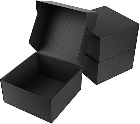 Hotyin Geschenkboxen 10 Stück, Geschenkbox aus Karton mit Deckel 20,5 x 20,5 x 10,3 cm Wellpappe-Boxen für Geschenkverpackungen Versand (Mattschwarz)