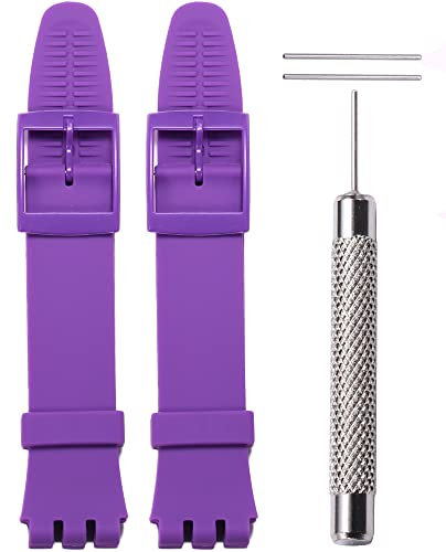 WRISTARMOR Lot de 2 bracelets de rechange en silicone de 17 mm pour Swatch GS124 GW164 GB274 Lady résistant à la transpiration avec outil (violet)