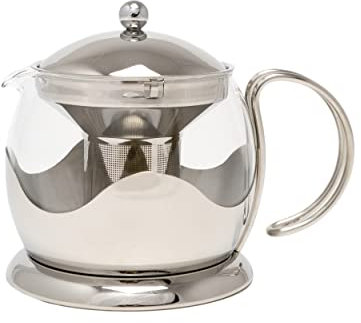 La Cafetière Teapot Glass Loose Leaf Teapot with Infuser, 1 L, Silver