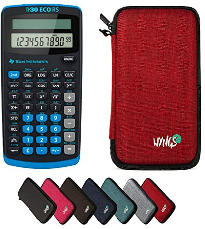 TI-30 ECO RS inkl. WYNGS Schutztasche Rot - Wissenschaftlicher Taschenrechner - Basic Paket