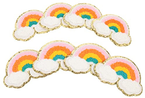 Milisten 8 Stück Regenbogen-Aufnäher, zum Aufbügeln, bestickt, Chenille-Patch, Glitzer-Nähapplikation für DIY-Jacken, Kleidung, Rucksack, Hut, Dekoration