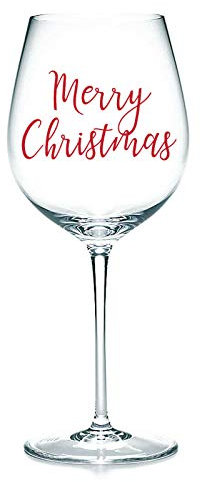 Merry Christmas - Vinyl Sticker Decal Transfer for Wine Glasses, Bottles, Mug, Gift Box, Bag. Tableware (Small - 3cm Tall Capital Letter Height, White)