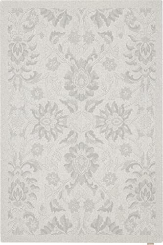 AGNELLA Noble Mirem Teppich - Wollteppich, Kurzflor, für Wohnzimmer, Schlafzimmer, 100% Wolle, robust, pflegeleicht, modern, skandinavisch, Vintage, 160X230 Hellgrau