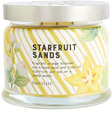 Duftkerze mit 3 Dochten, Orangenblüte und Karambole, tropisch, Partylite – Starfruit Sands