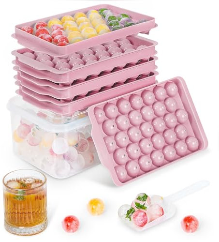 Optish 3 Pack Ice Trays for Freezer, 99 PCS Ice Cube Tray with Lid and Bin, Round Ice Cube Trays for Freezer, Circle Ice Cube Tray for Chilling Drinks