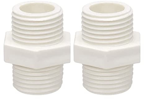 TA-VIGOR PVC-Rohrverschraubung, Sechskant-Nippel, G1/2 x G1/2 Außengewinde, Adapterverbinder für Wasserhähne, Schläuche, Armaturen und Rohre, 10 Stück (2,5 x 3,5 cm (T x H), 10 Stück